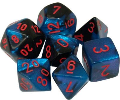 Dés en boite Gemini Black-Starlight w/red