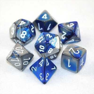 Dés en boite Gemini Blue-Steel w/white