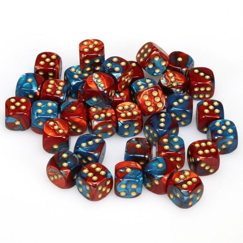 Boite de 36d6 Gemini Red-Teal w/gold