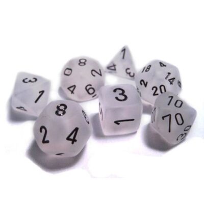 Dés en boite Frosted Clear w/black