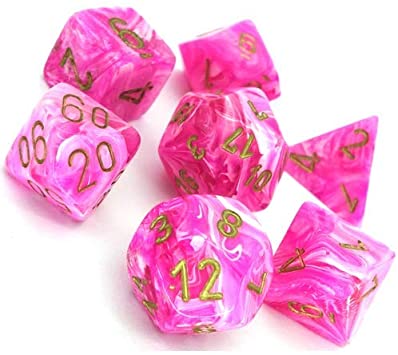 Dés en boite Vortex Pink w/gold