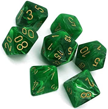 Dés en boite Vortex Green w/gold