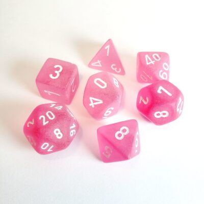 Dés en boite Frosted Pink w/white