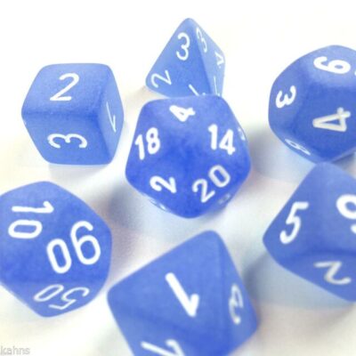 Dés en boite Frosted Blue w/white
