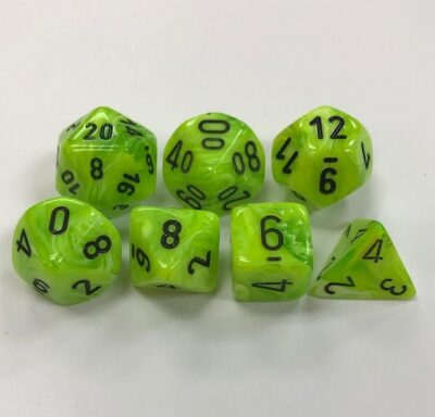 Dés en boite Vortex Bright Green w/black