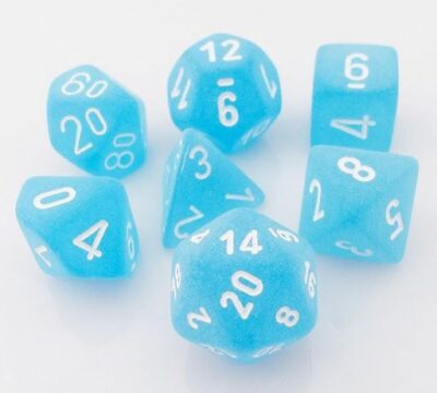 Dés en boite Frosted Carribean Blue w/white