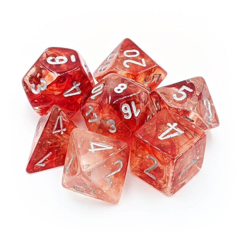 Dés en boite Nebula Red w/silver