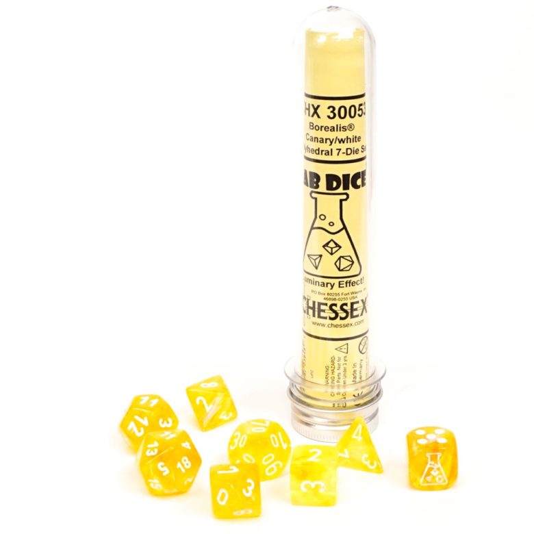 Dés en boite Borealis Canary w/white