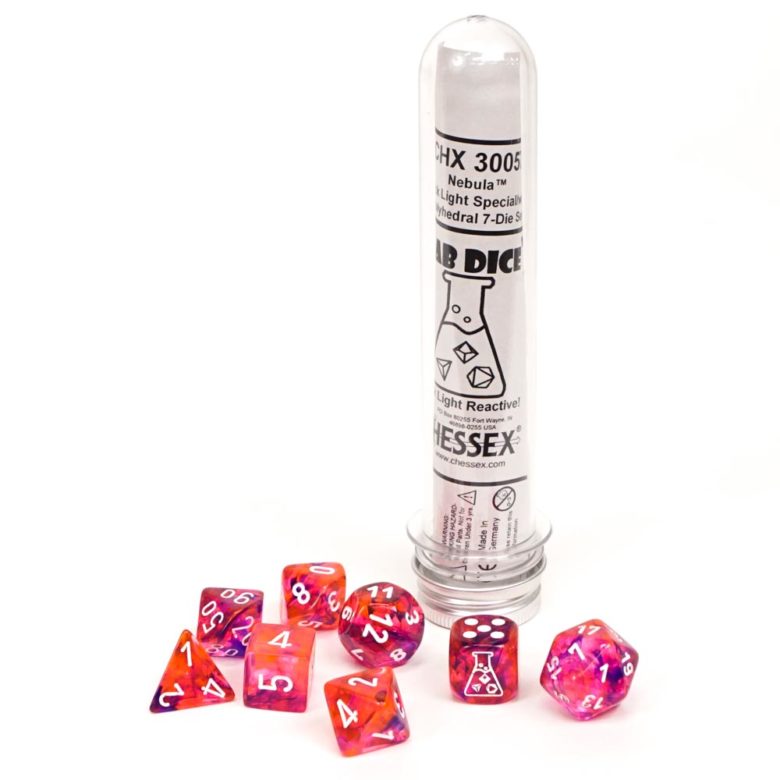 Dés en boite Nebula Black Light Special w/white