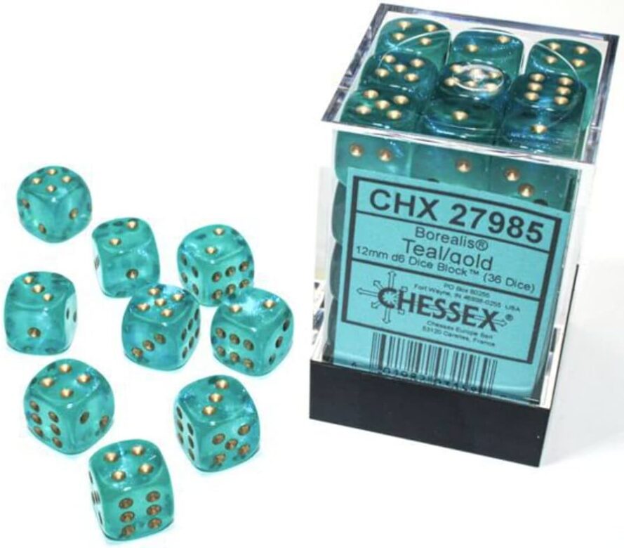 Boite de 36d6 Borealis Teal w/gold